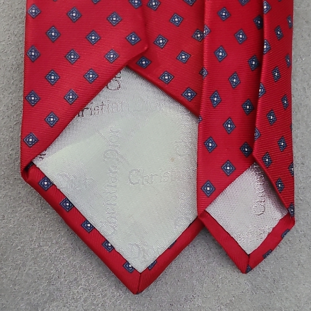 Dior Red Patterned Silk Tie - Picture 2 of 3